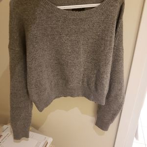 Cropped grey knit sweater